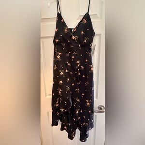 No Boundaries Black Floral Midi Slip Dress